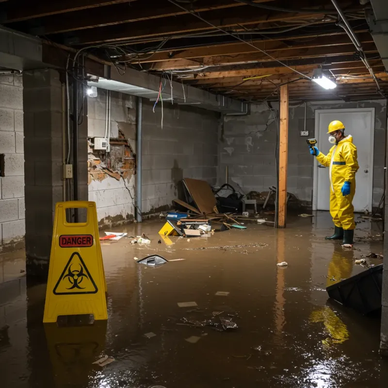 Flooded Basement Electrical Hazard in Drexel, NC Property