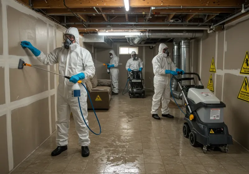 Basement Moisture Removal and Structural Drying process in Drexel, NC